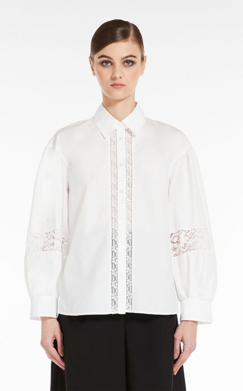 MaxMara Poplin With Embroidery Blouses OPTICAL WHITE | MMR593561