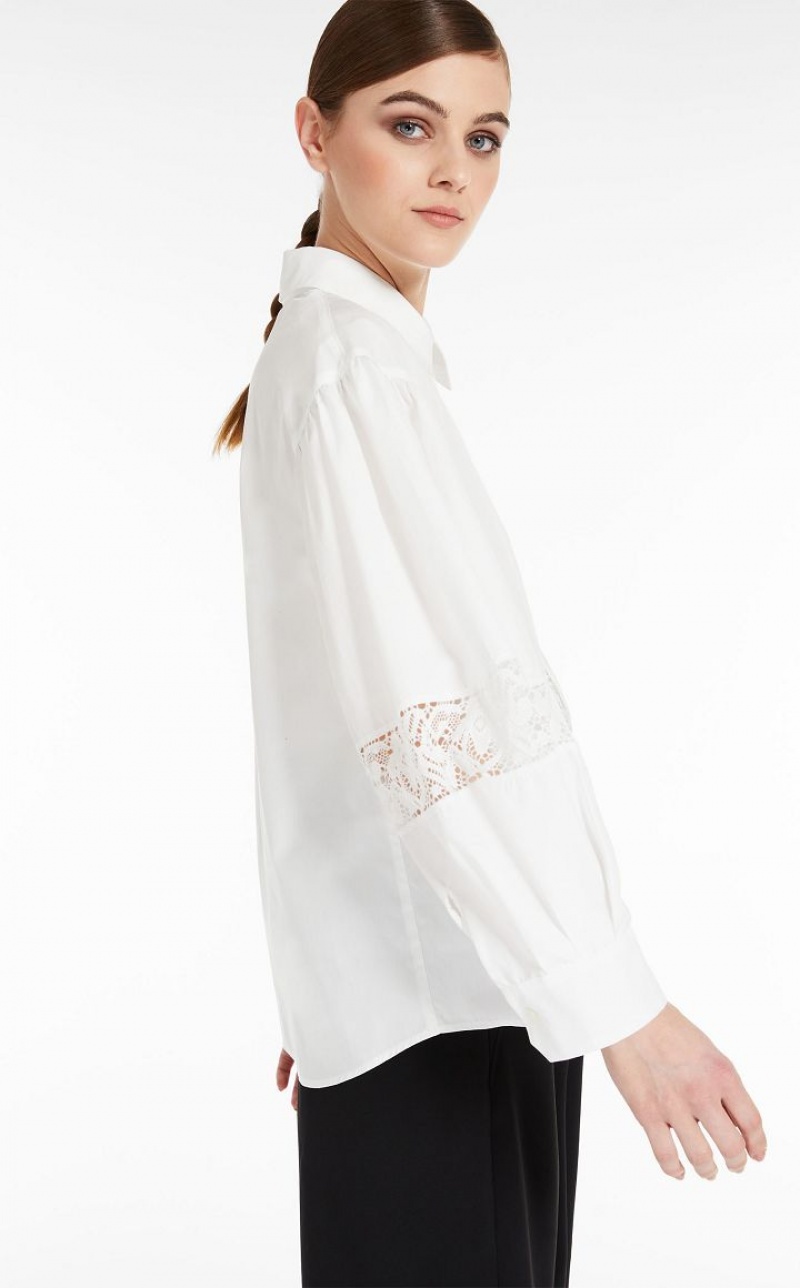 MaxMara Poplin With Embroidery Blouses OPTICAL WHITE | MMR593561