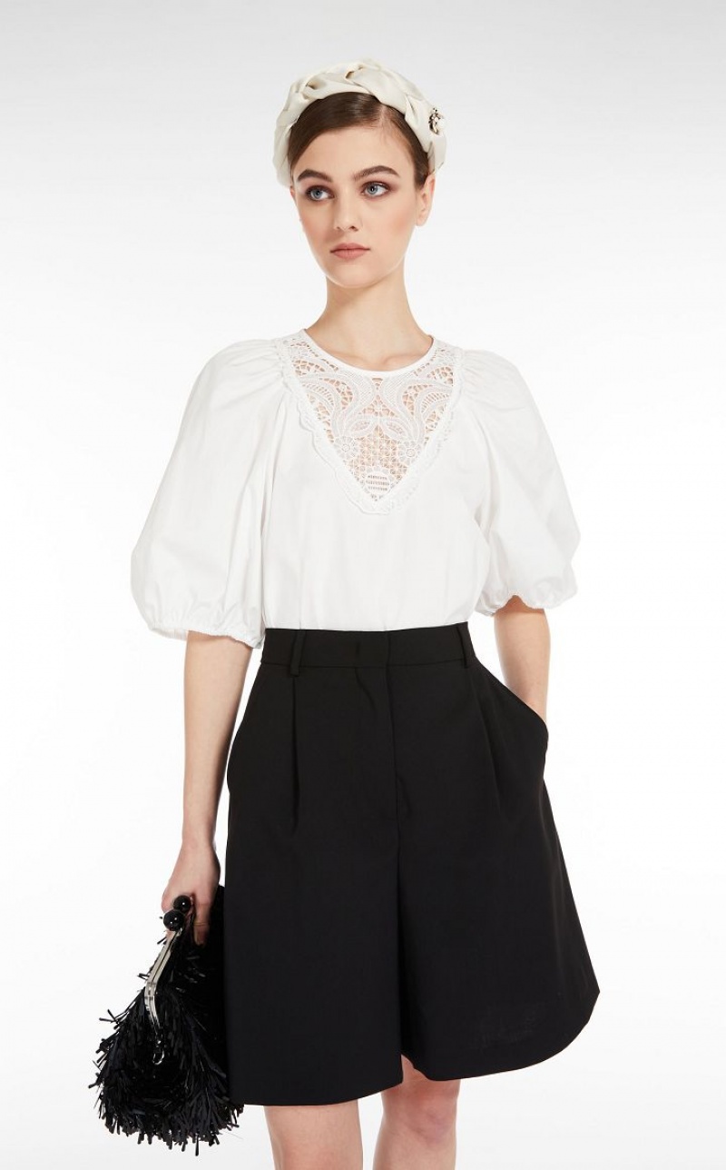 MaxMara Poplin With Embroidery Blouses OPTICAL WHITE | MMR593616