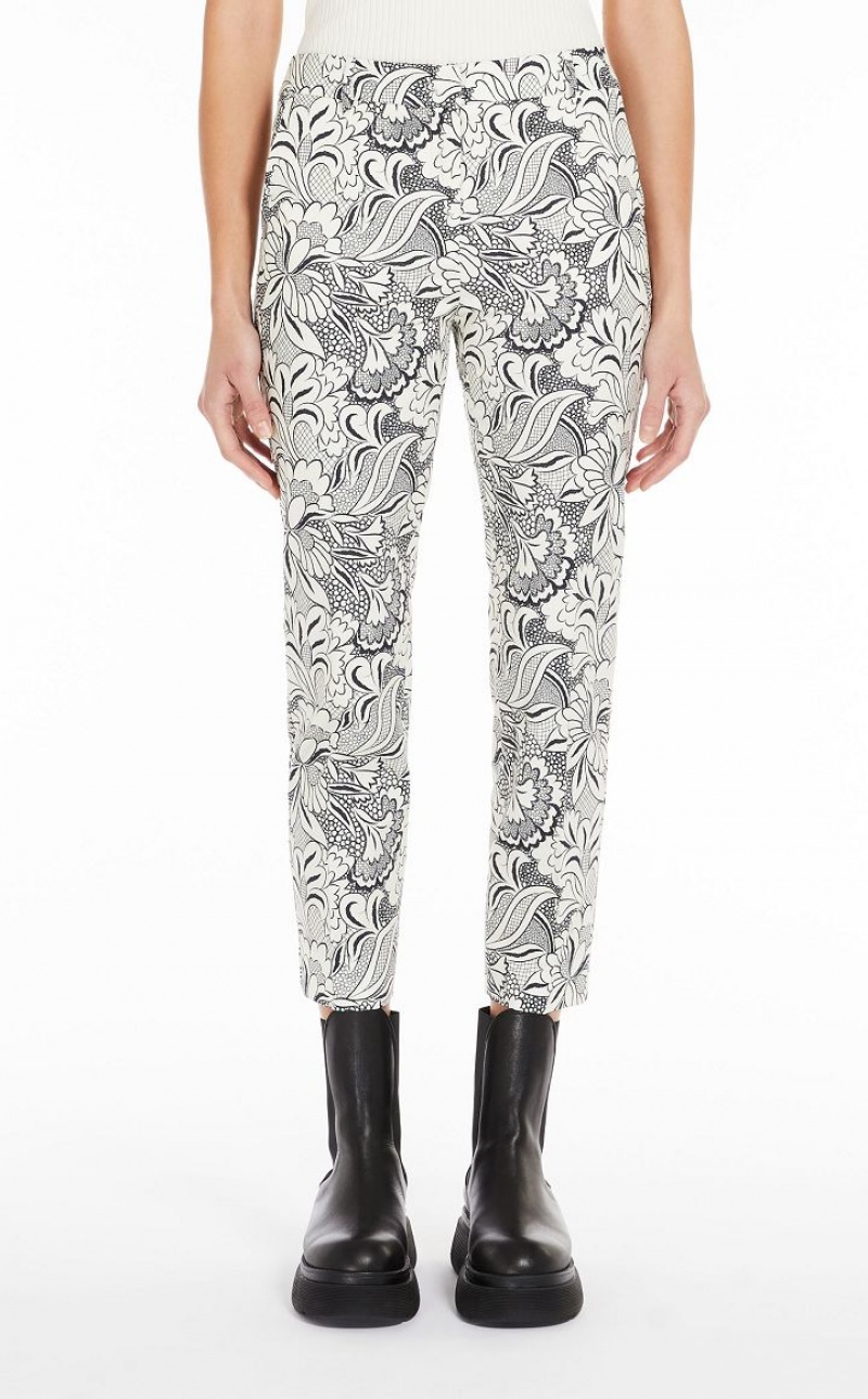 MaxMara Printed Cotton Cigarette-cut Trousers BLACK | MMR593761