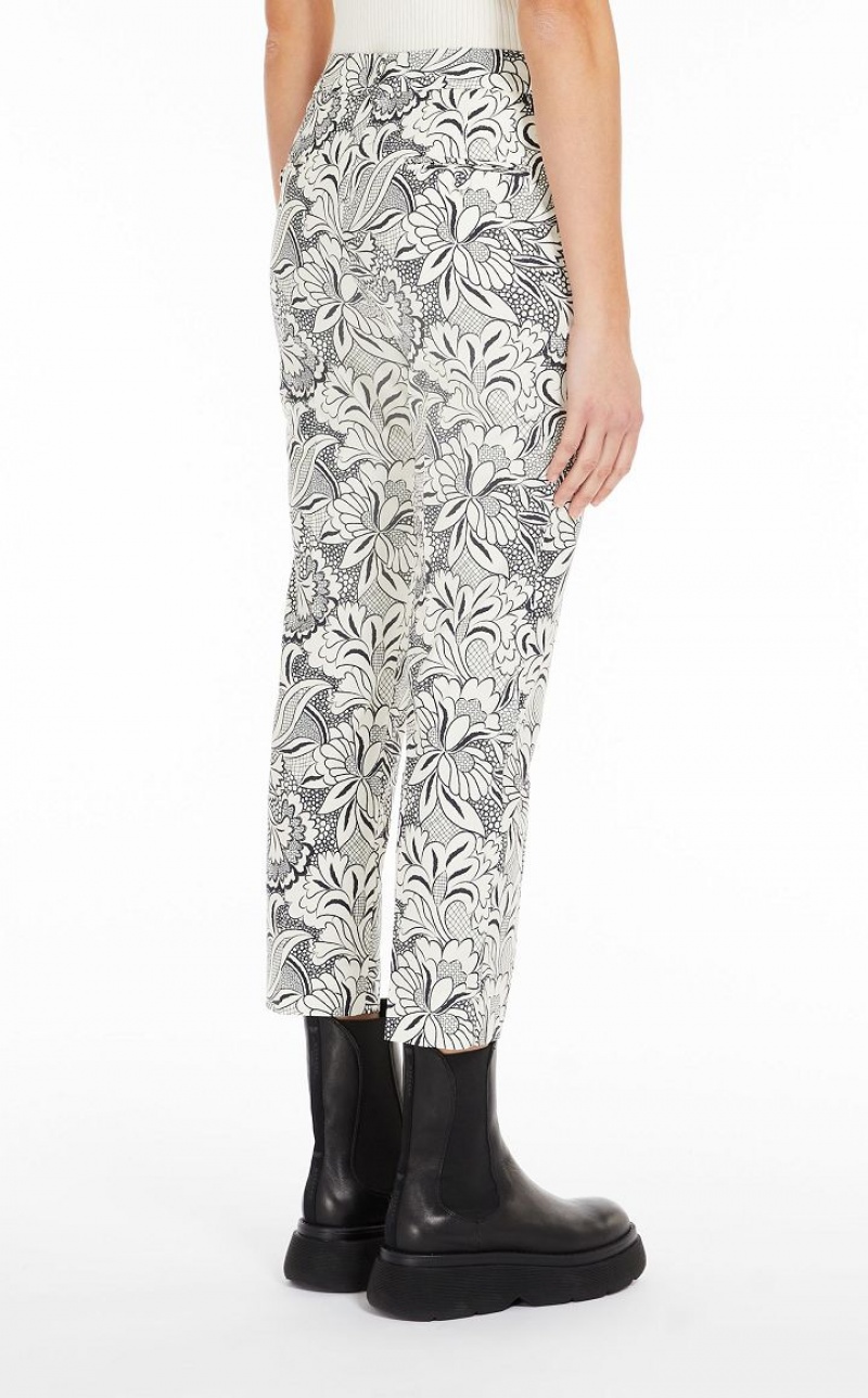 MaxMara Printed Cotton Cigarette-cut Trousers BLACK | MMR593761