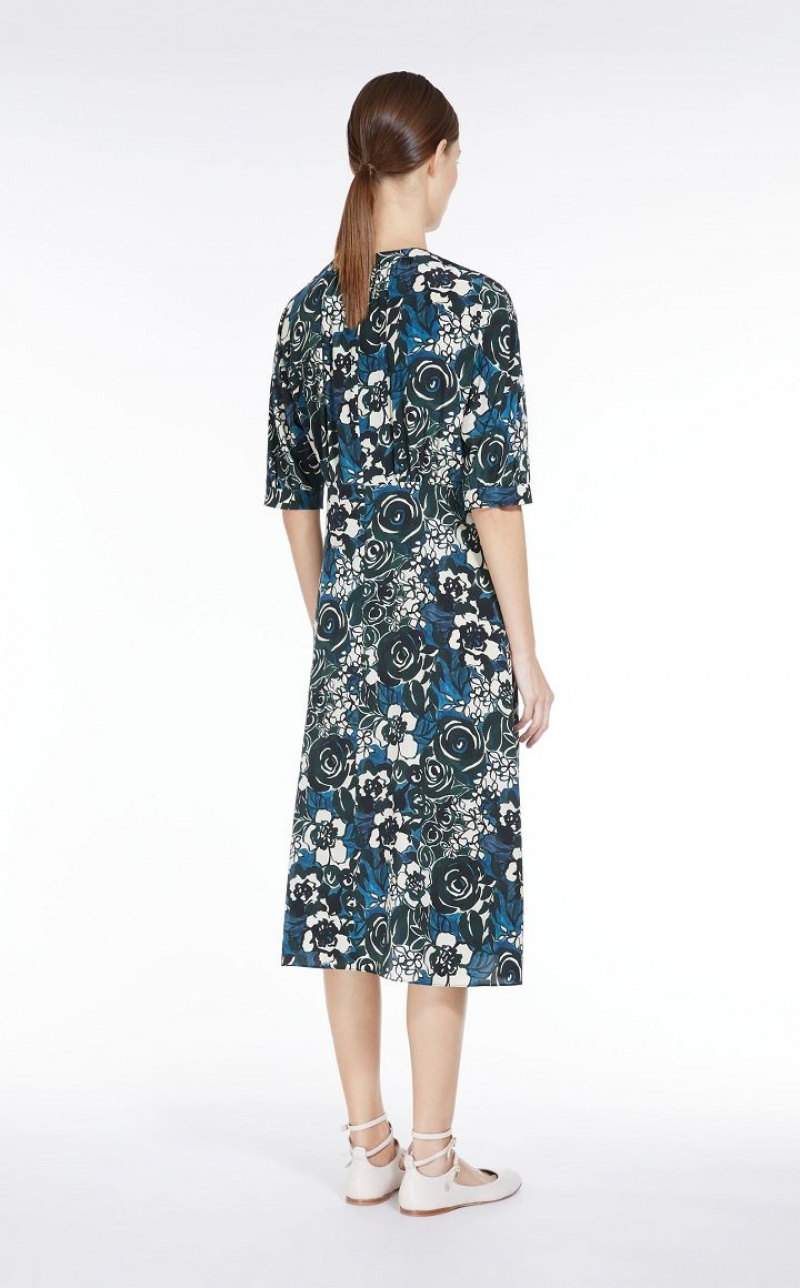 MaxMara Printed Crepe De Chine Dresses GREEN | MMR593388