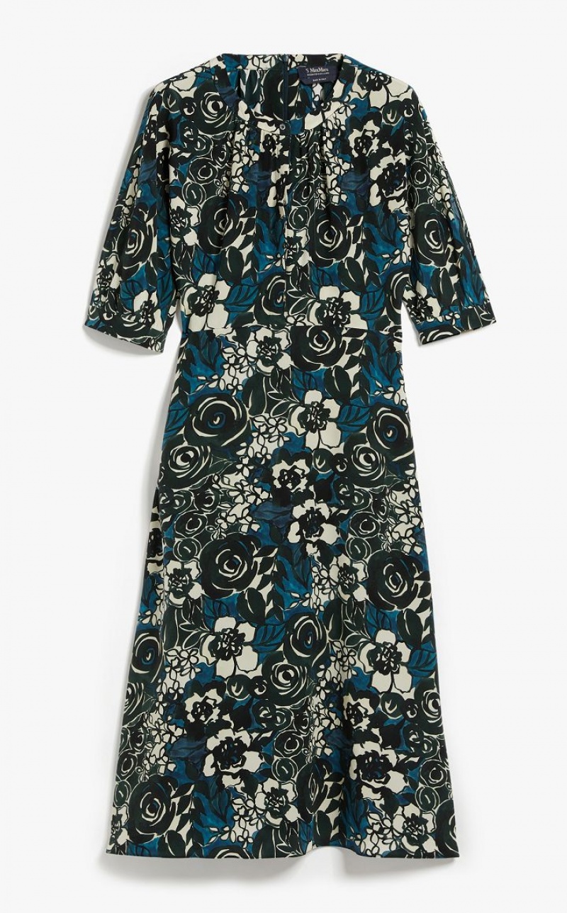 MaxMara Printed Crepe De Chine Dresses GREEN | MMR593388