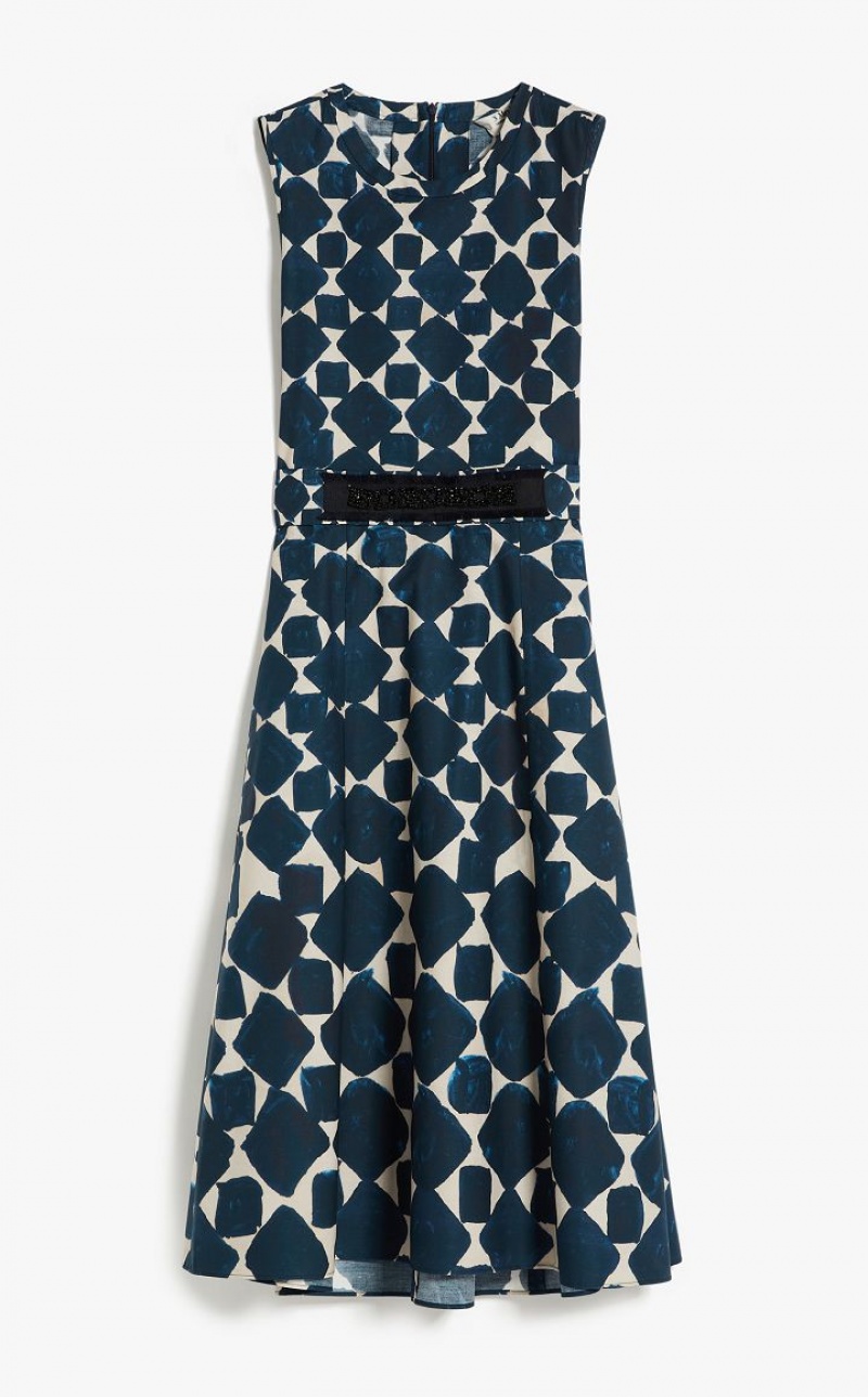 MaxMara Printed Poplin Dresses NAVY | MMR593408