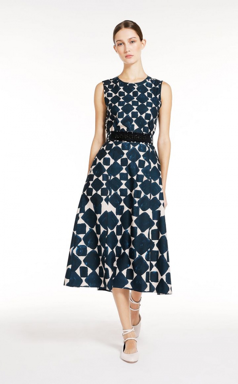 MaxMara Printed Poplin Dresses NAVY | MMR593408