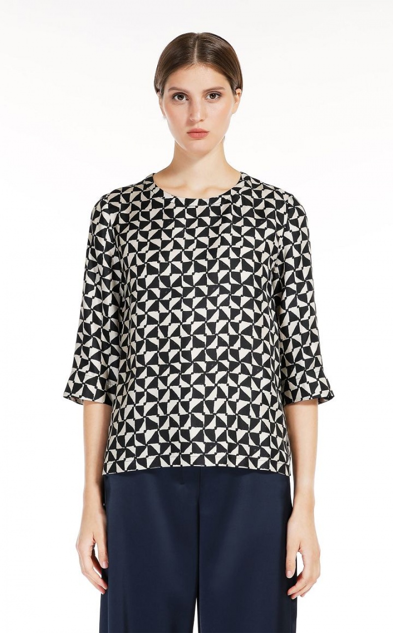 MaxMara Printed Silk Blouses ECRU | MMR593623