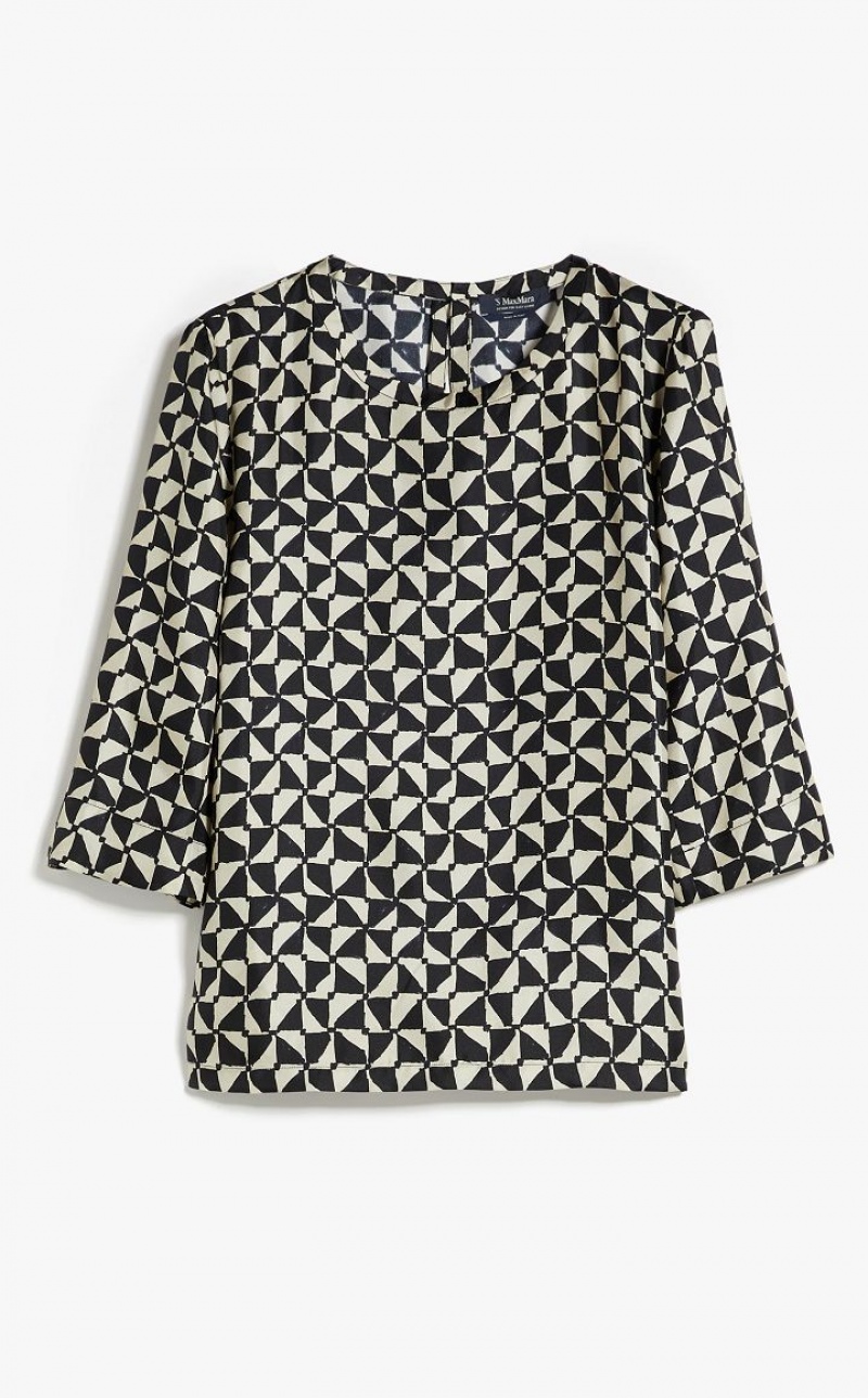 MaxMara Printed Silk Blouses ECRU | MMR593623