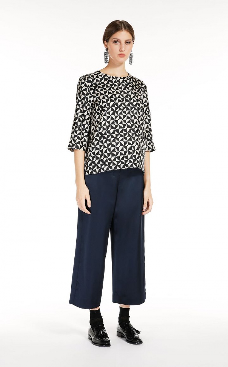 MaxMara Printed Silk Blouses ECRU | MMR593623