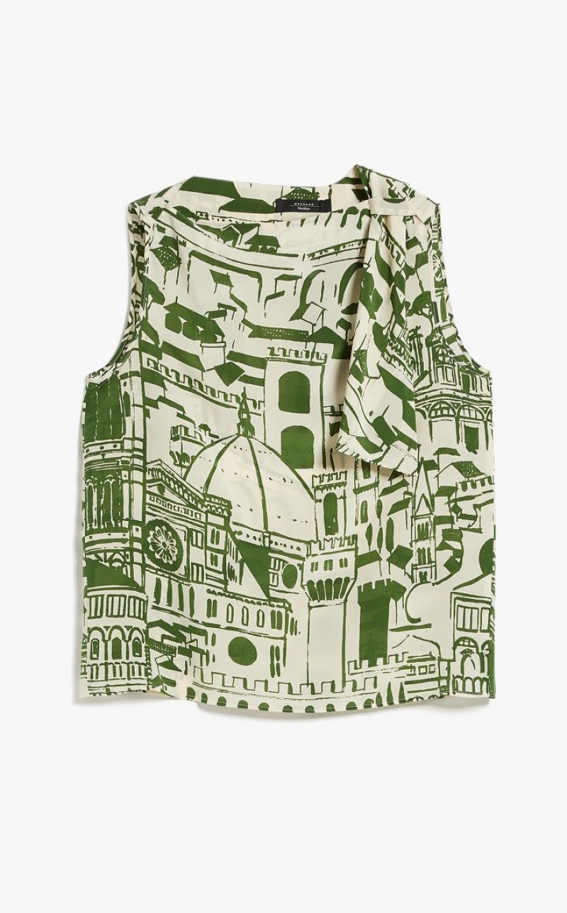 MaxMara Printed Silk Blouses GREEN | MMR593592