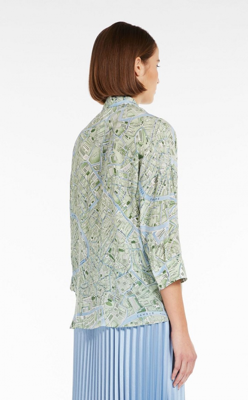 MaxMara Printed Silk Blouses GREEN | MMR593606