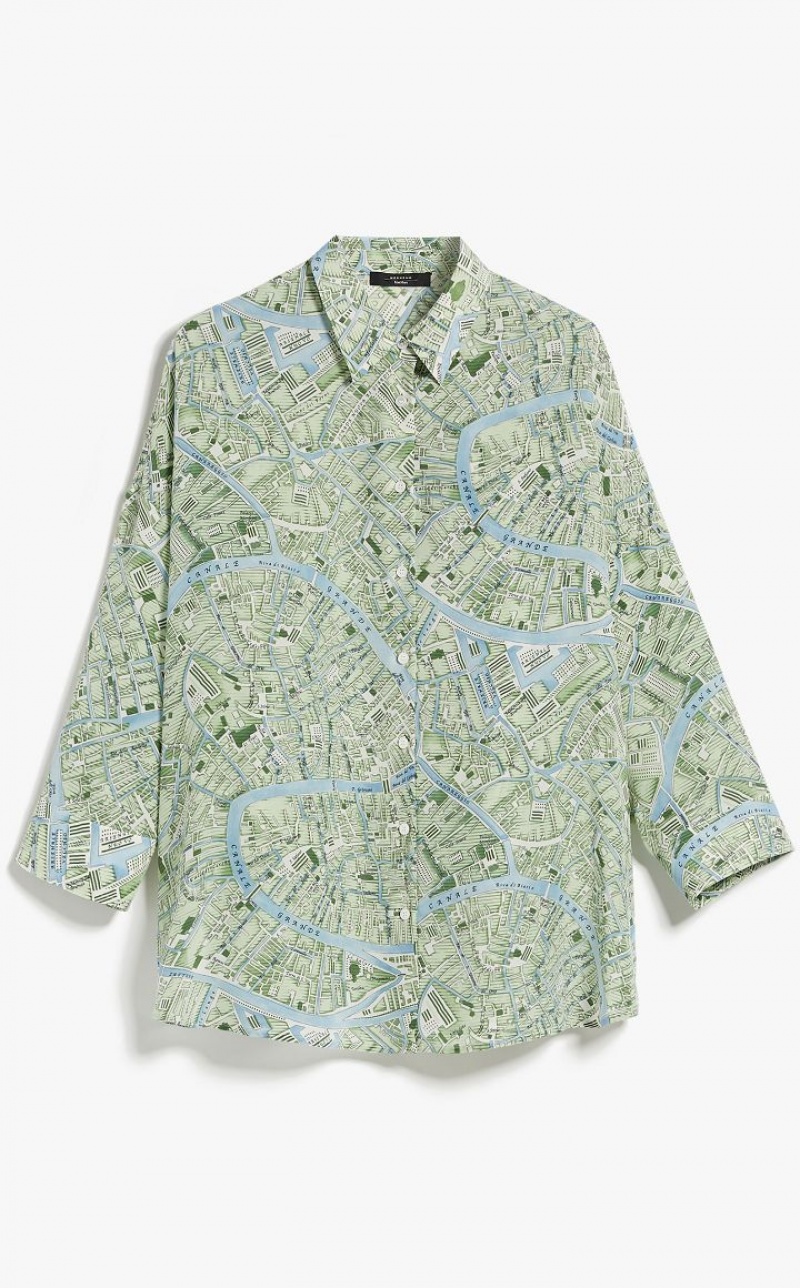 MaxMara Printed Silk Blouses GREEN | MMR593606