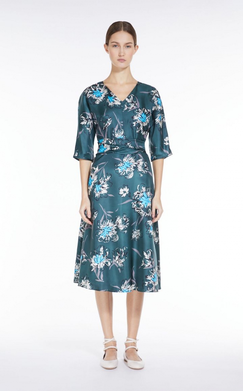 MaxMara Printed Silk Dresses PASTEL GREEN | MMR593356