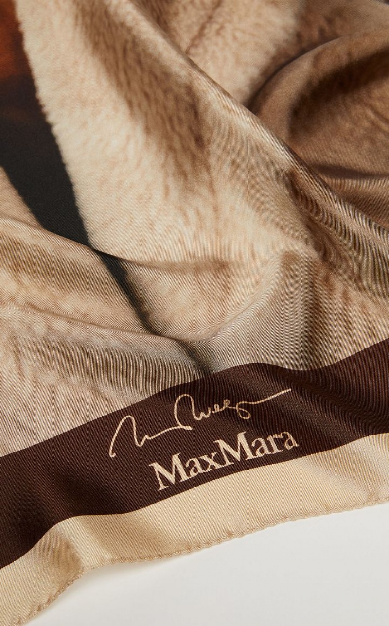 MaxMara Printed Silk Scarf Scarves TOBACCO | MMR594271