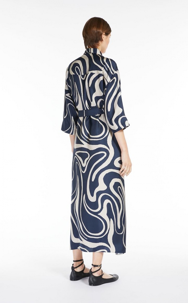 MaxMara Printed Silk Shirt Dresses MIDNIGHTBLUE | MMR593377