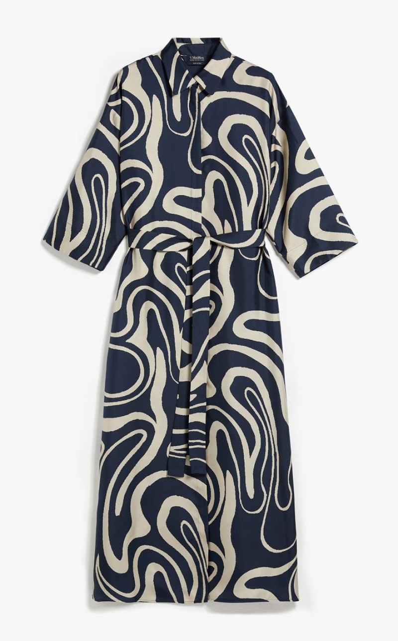 MaxMara Printed Silk Shirt Dresses MIDNIGHTBLUE | MMR593377