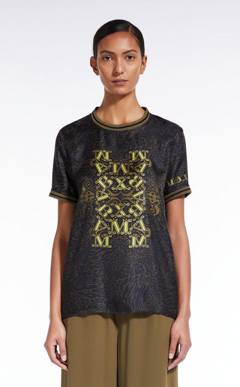 MaxMara Printed Silk Twill Blouses BLACK | MMR593589