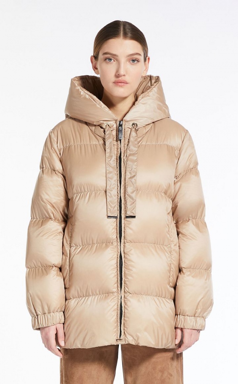 MaxMara Quilted Down Jacket In Water-resistant Canvas Padded BEIGE | MMR593986