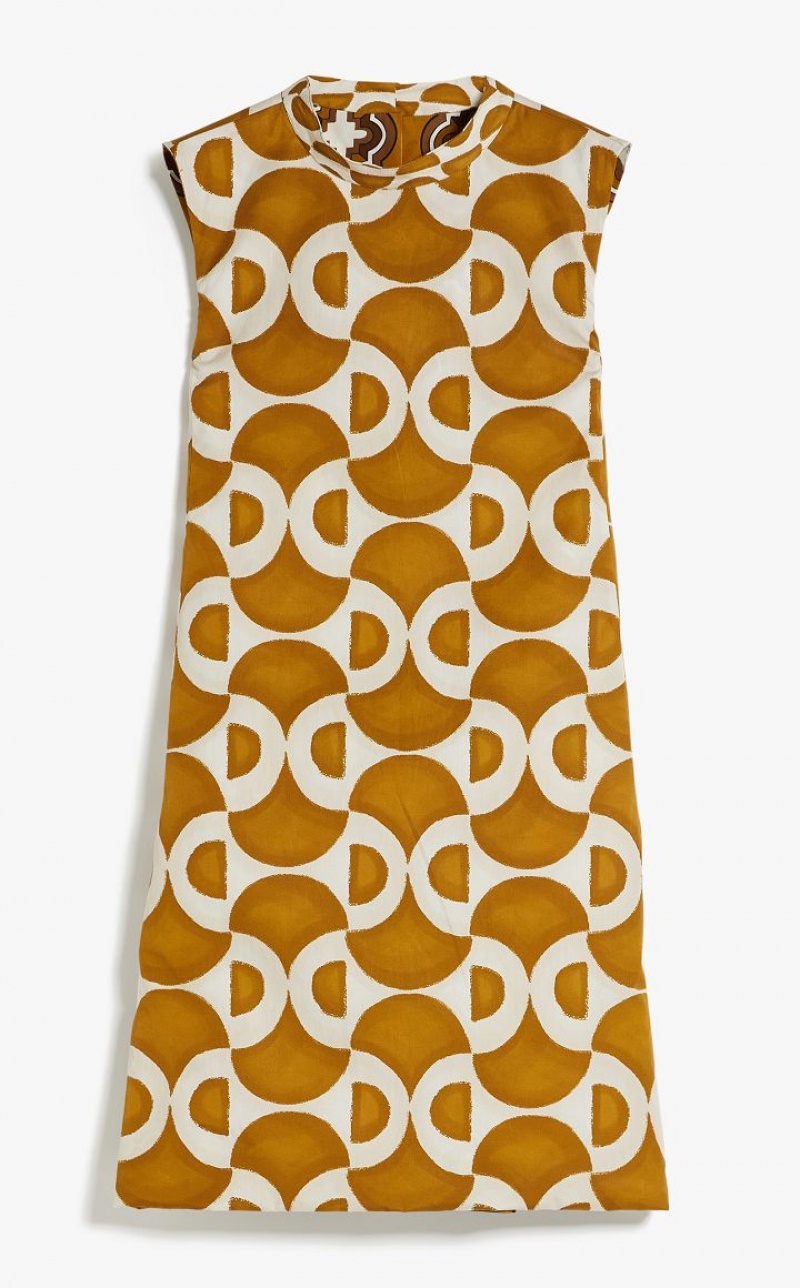 MaxMara Reversible Printed Poplin Dresses OCHRE | MMR593406