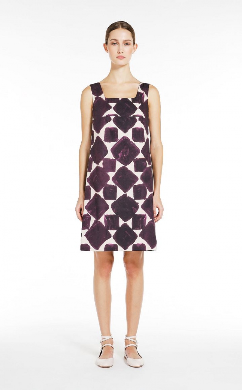 MaxMara Reversible Printed Poplin Dresses DARK VIOLET | MMR593375