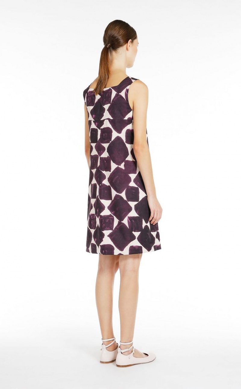 MaxMara Reversible Printed Poplin Dresses DARK VIOLET | MMR593375