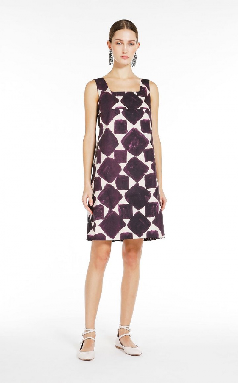 MaxMara Reversible Printed Poplin Dresses DARK VIOLET | MMR593375