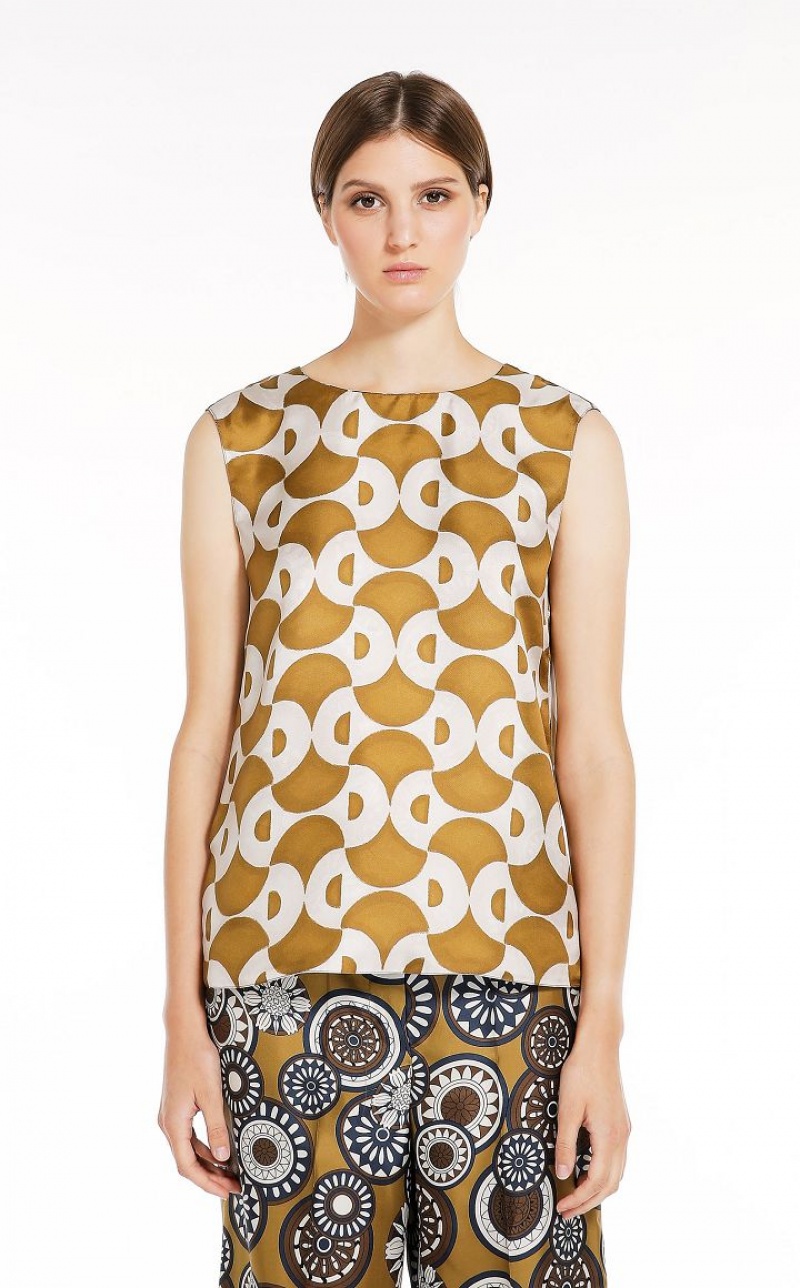 MaxMara Reversible Printed Silk Blouses OCHRE | MMR593577