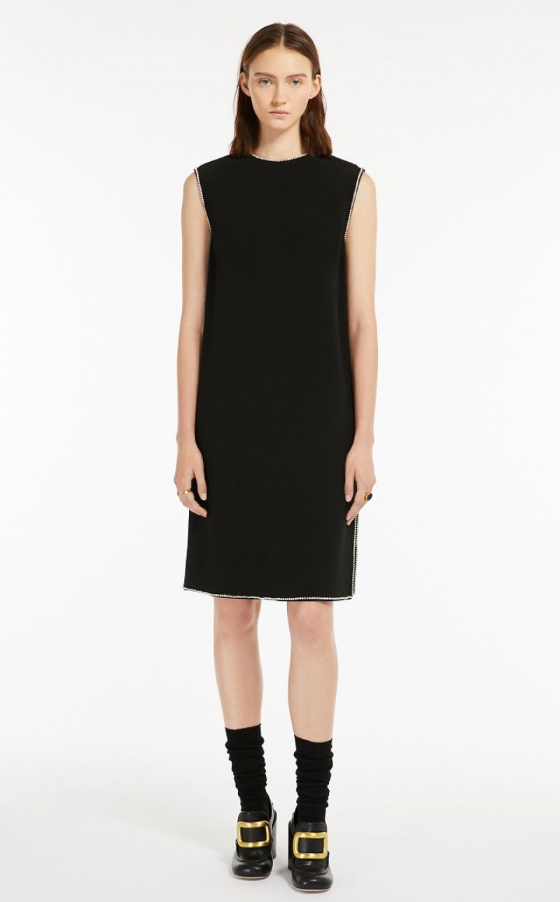 MaxMara Rhinestone-detail Sleeveless Dresses BLACK | MMR593304