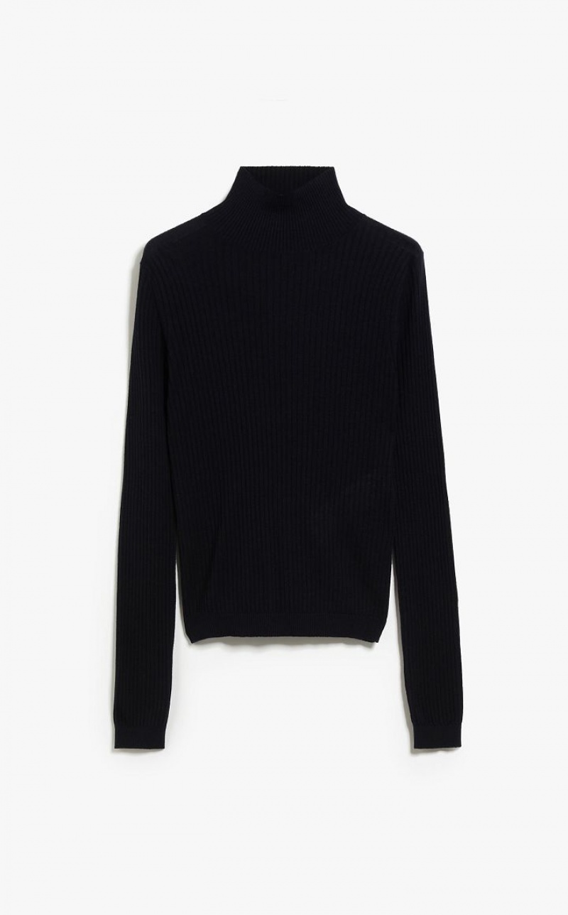 MaxMara Rib Wool And Silk Polo-neck Knitwear NAVY | MMR593463