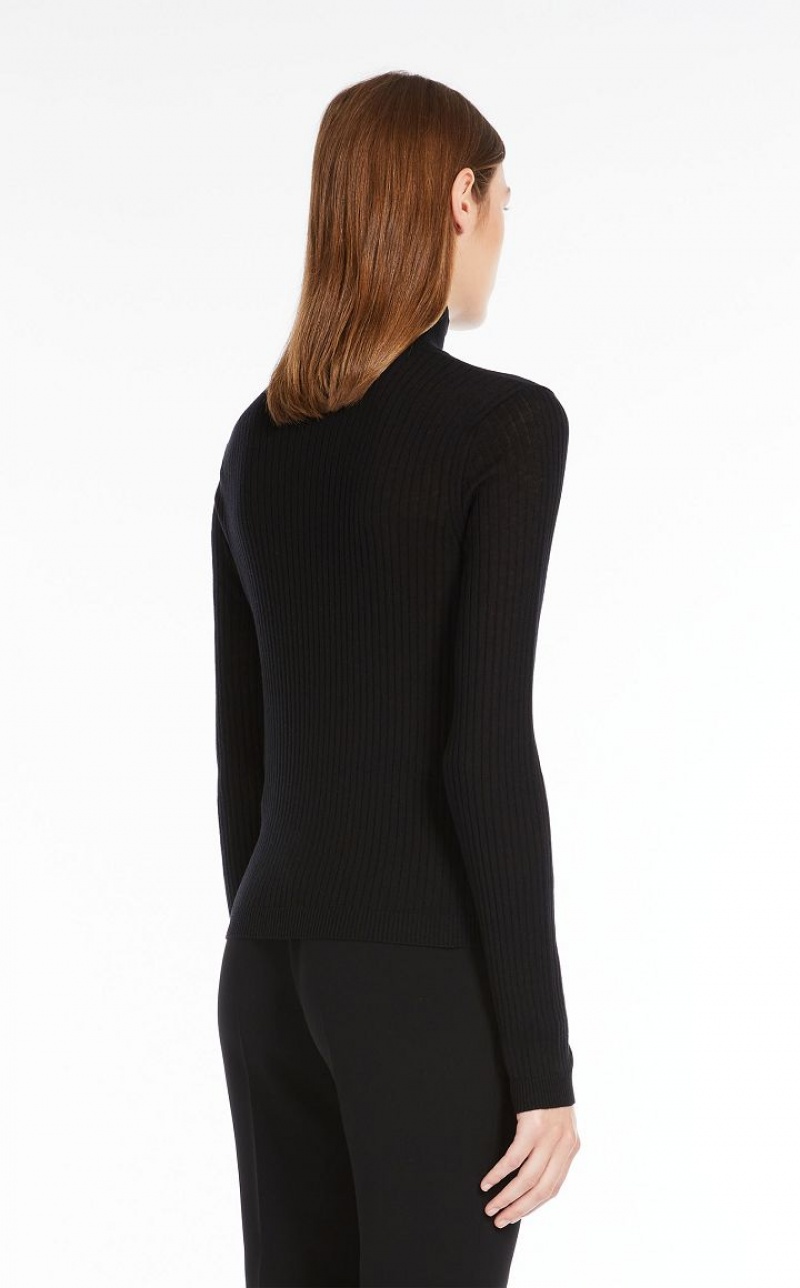 MaxMara Rib Wool And Silk Polo-neck Knitwear BLACK | MMR593466