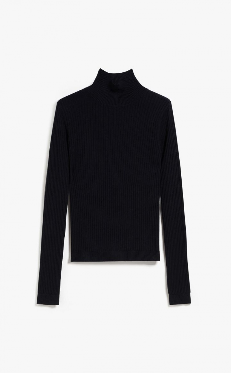 MaxMara Rib Wool And Silk Polo-neck Knitwear BLACK | MMR593466