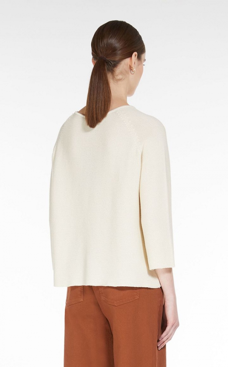 MaxMara Round-neck Cotton Top Knitwear IVORY | MMR593470