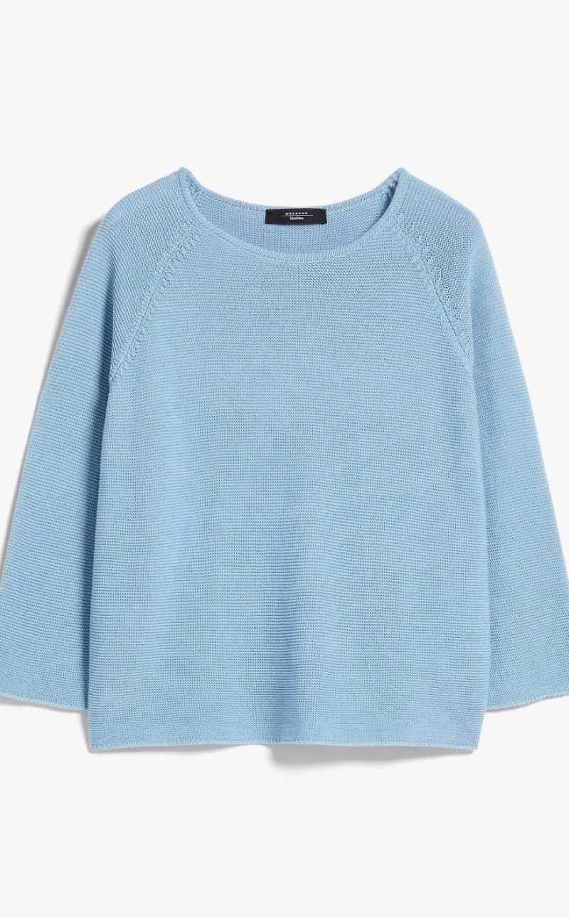 MaxMara Round-neck Cotton Top Knitwear LIGHT BLUE | MMR593459