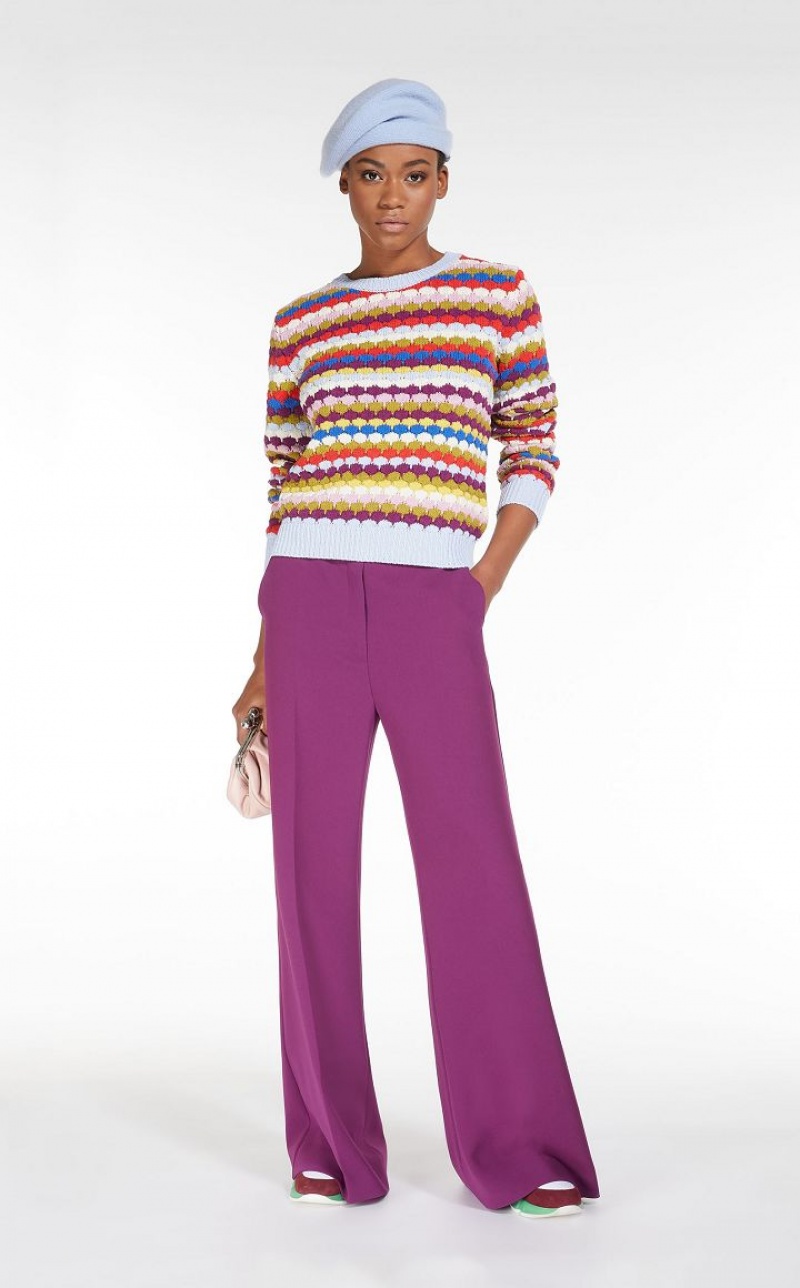 MaxMara Round-neck Top In Striped Cotton Knitwear MULTICOLOUR | MMR593445