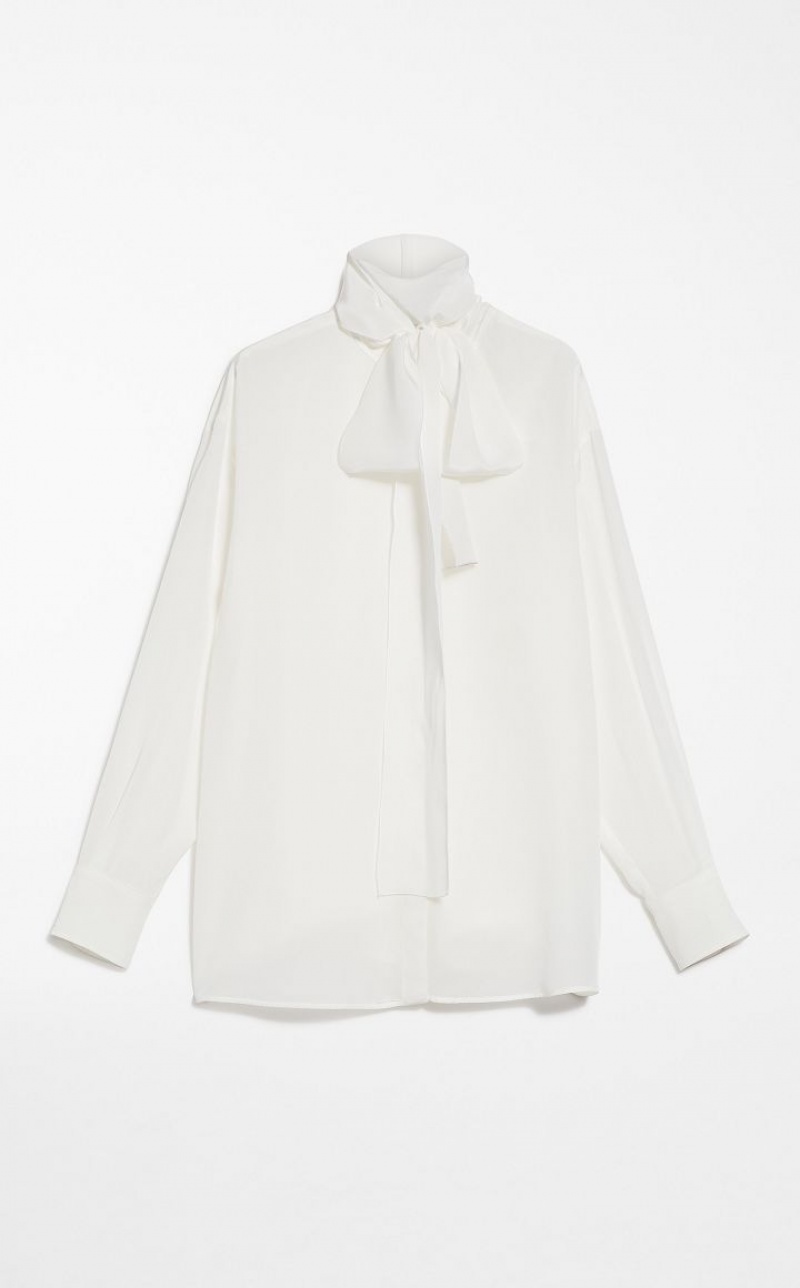 MaxMara Sash-adorned Silk Blouses MILK | MMR593568