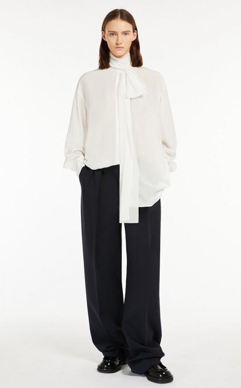 MaxMara Sash-adorned Silk Blouses MILK | MMR593568