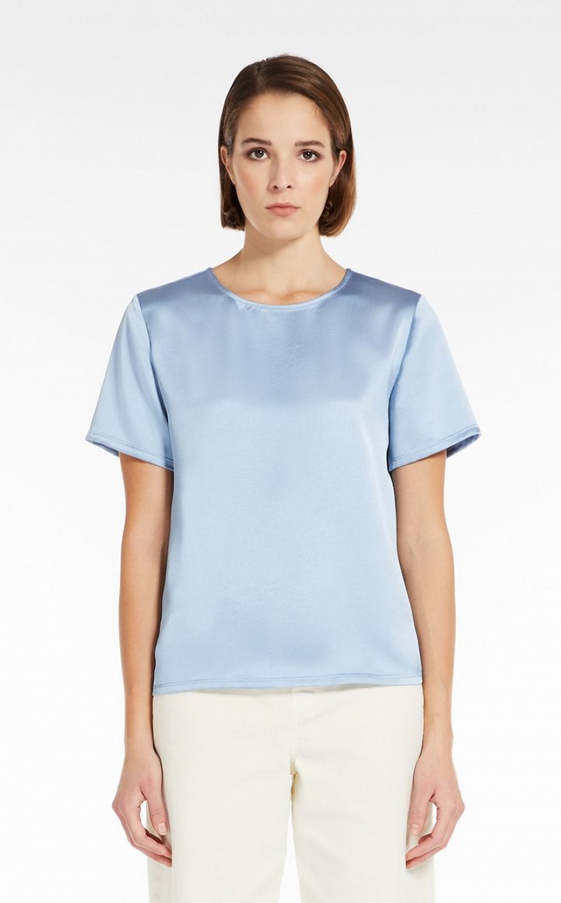 MaxMara Satin And Jersey Tops LIGHT BLUE | MMR593674