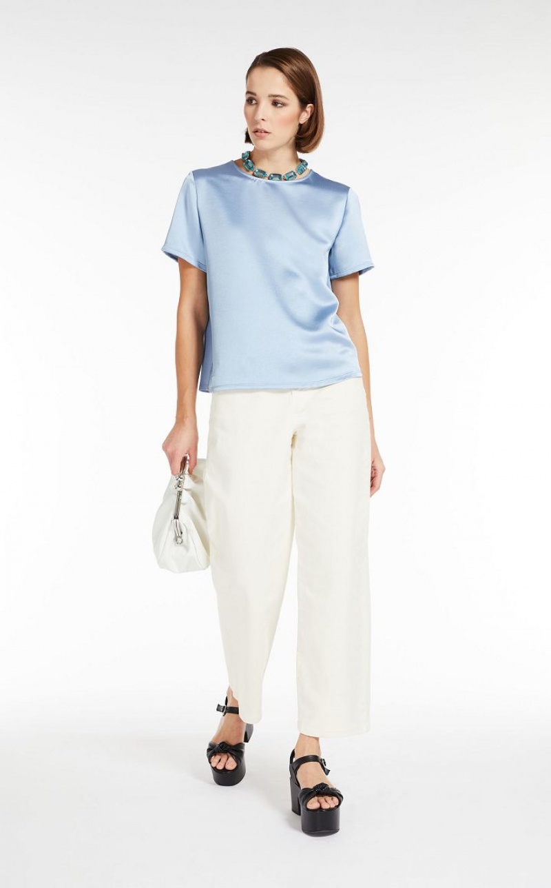 MaxMara Satin And Jersey Tops LIGHT BLUE | MMR593674