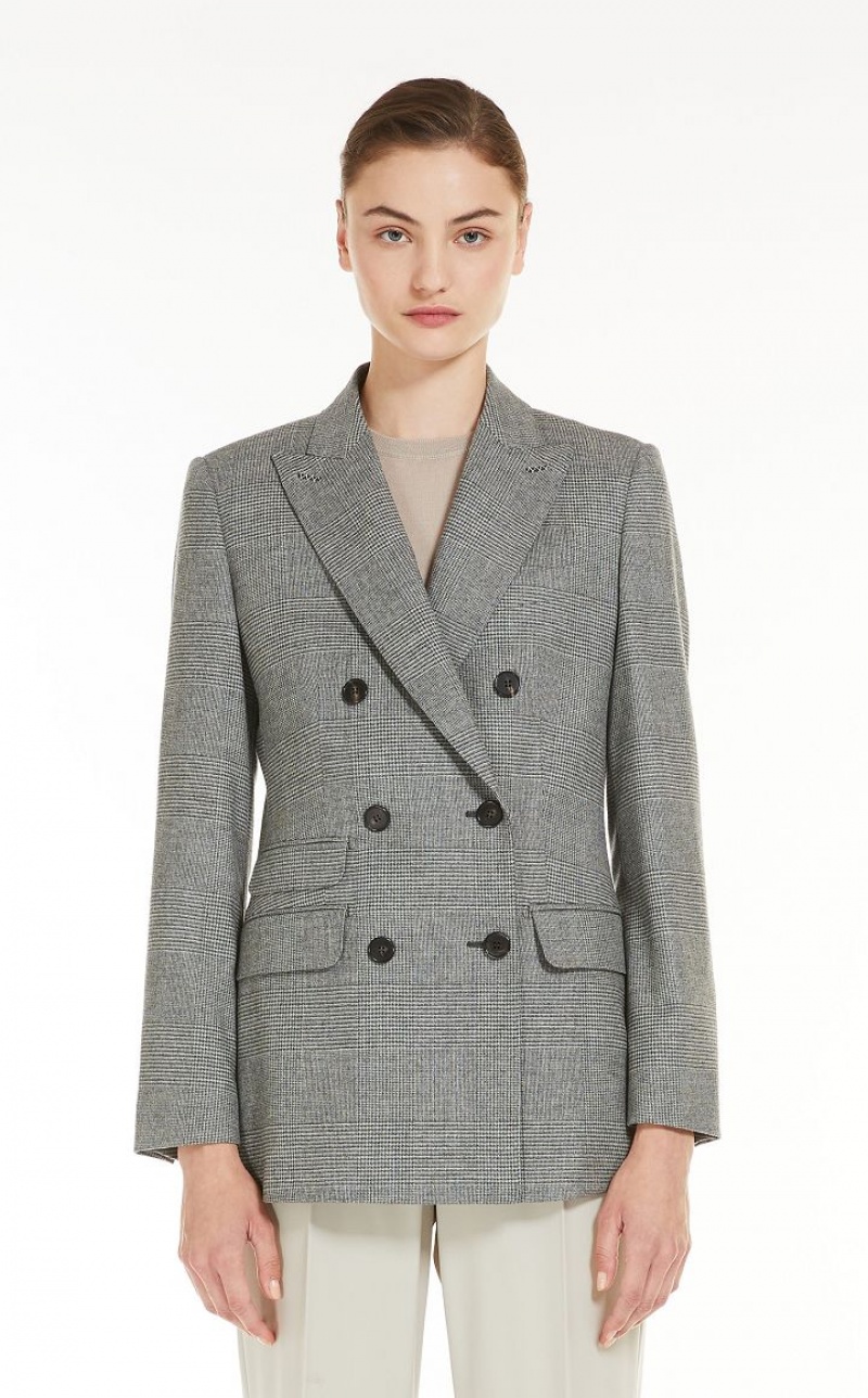 MaxMara Saxony Wool And Cashmere Blazers MEDIUM GREY | MMR594065