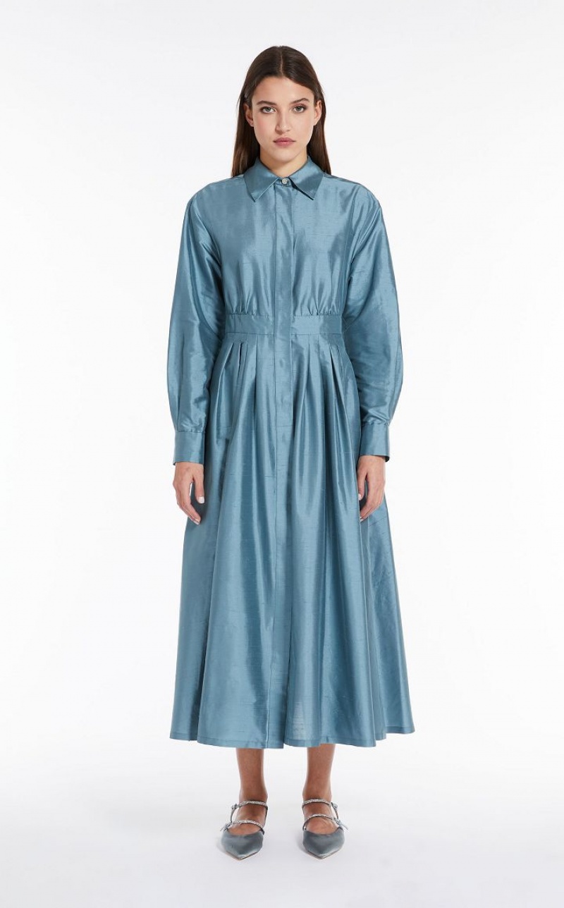 MaxMara Shantung Shirt Dresses LIGHT BLUE | MMR593382