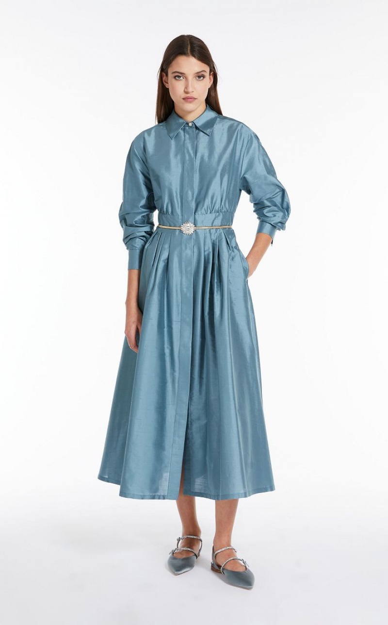 MaxMara Shantung Shirt Dresses LIGHT BLUE | MMR593382