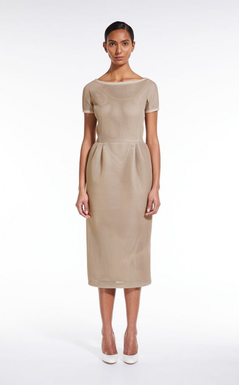 MaxMara Sheath In Mesh-effect Jersey Dresses SAND | MMR593412