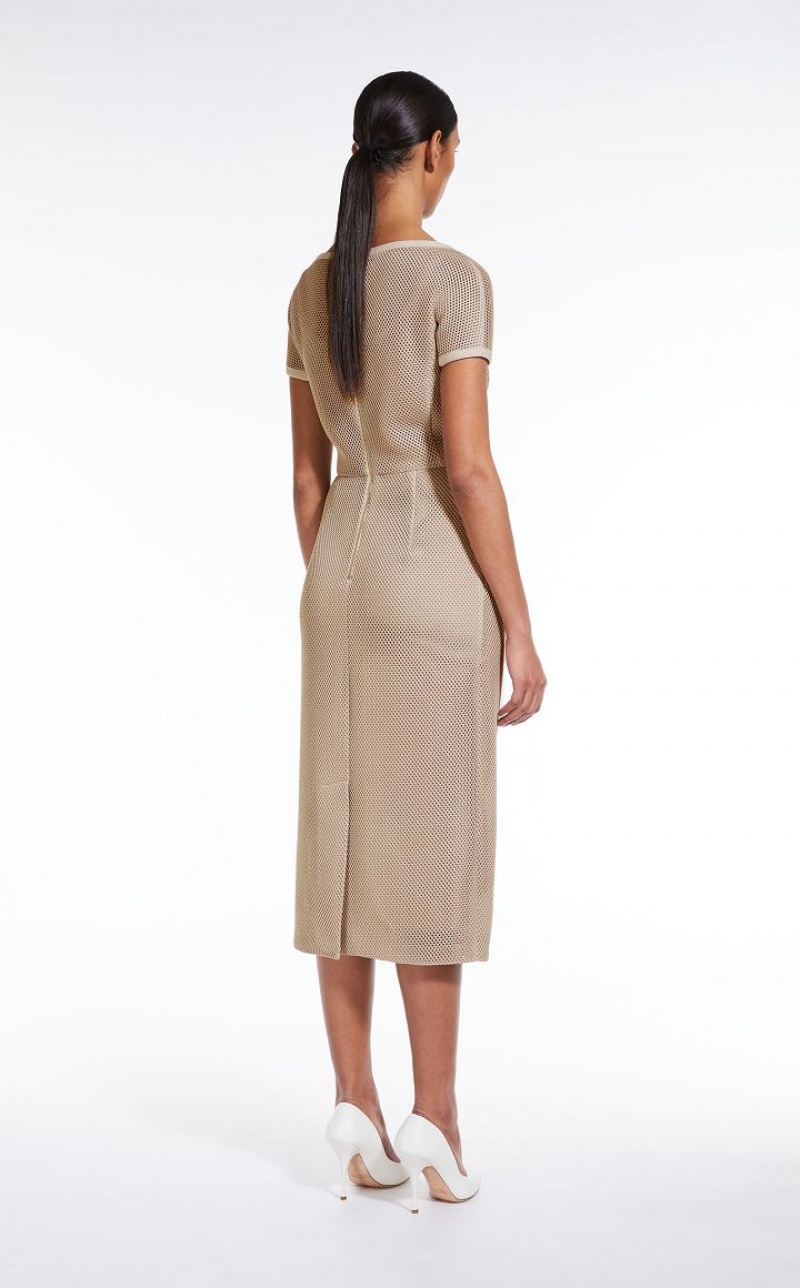 MaxMara Sheath In Mesh-effect Jersey Dresses SAND | MMR593412