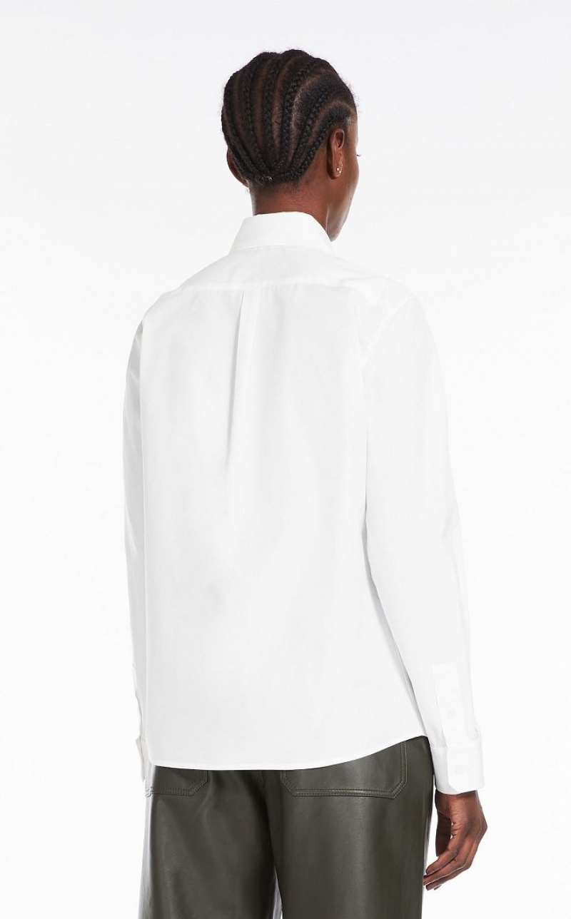 MaxMara Shirt In Cotton Poplin Blouses OPTICAL WHITE | MMR593558