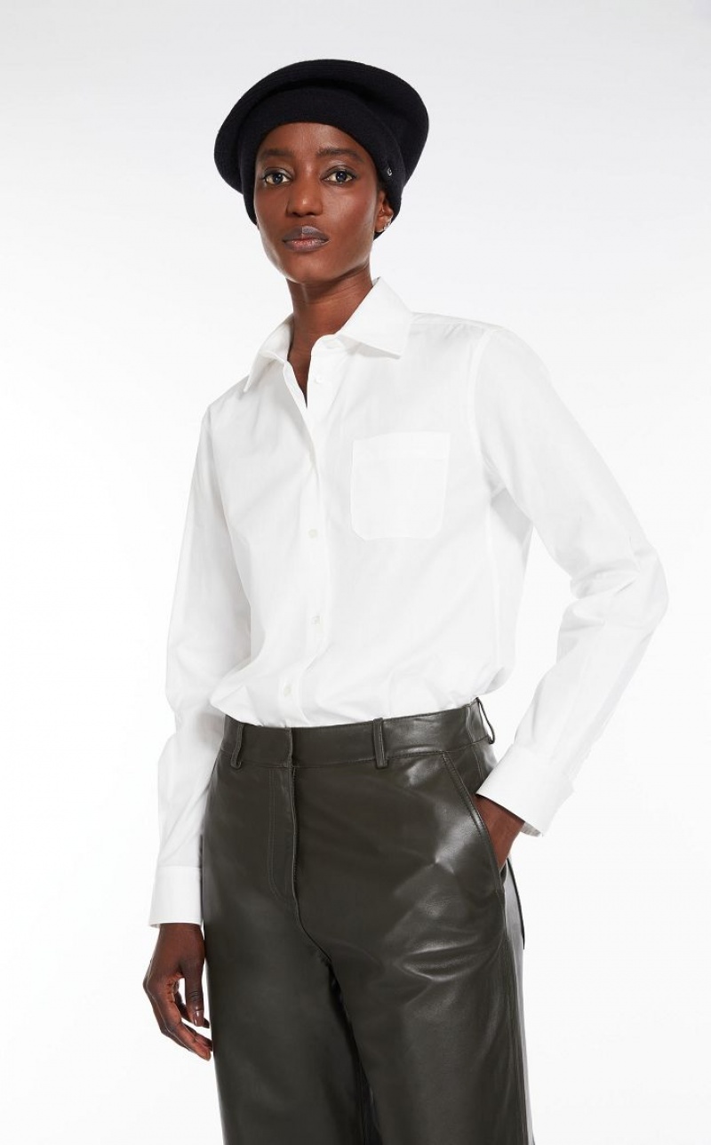 MaxMara Shirt In Cotton Poplin Blouses OPTICAL WHITE | MMR593558