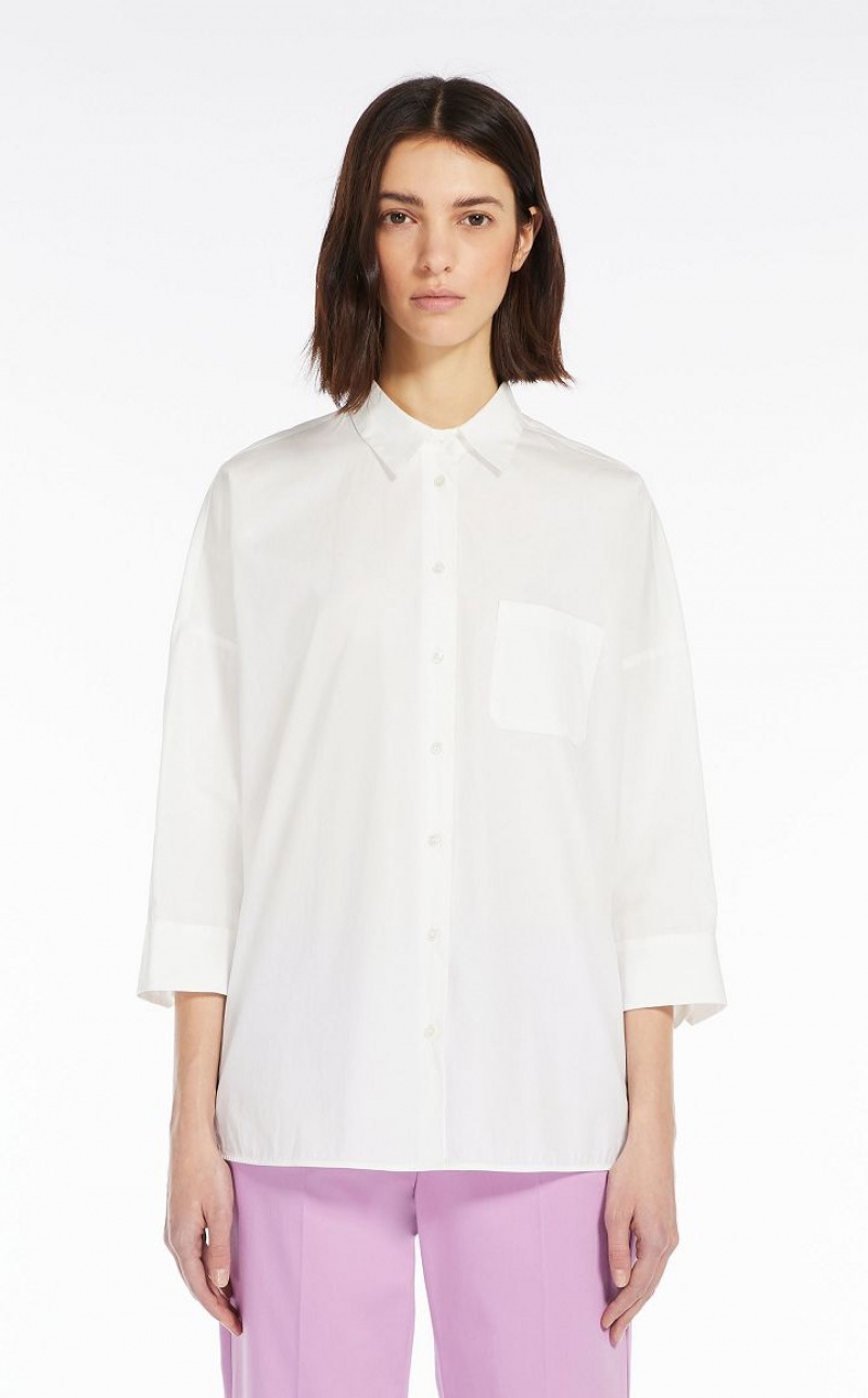 MaxMara Shirt In Organic Cotton Poplin Blouses WHITE | MMR593617