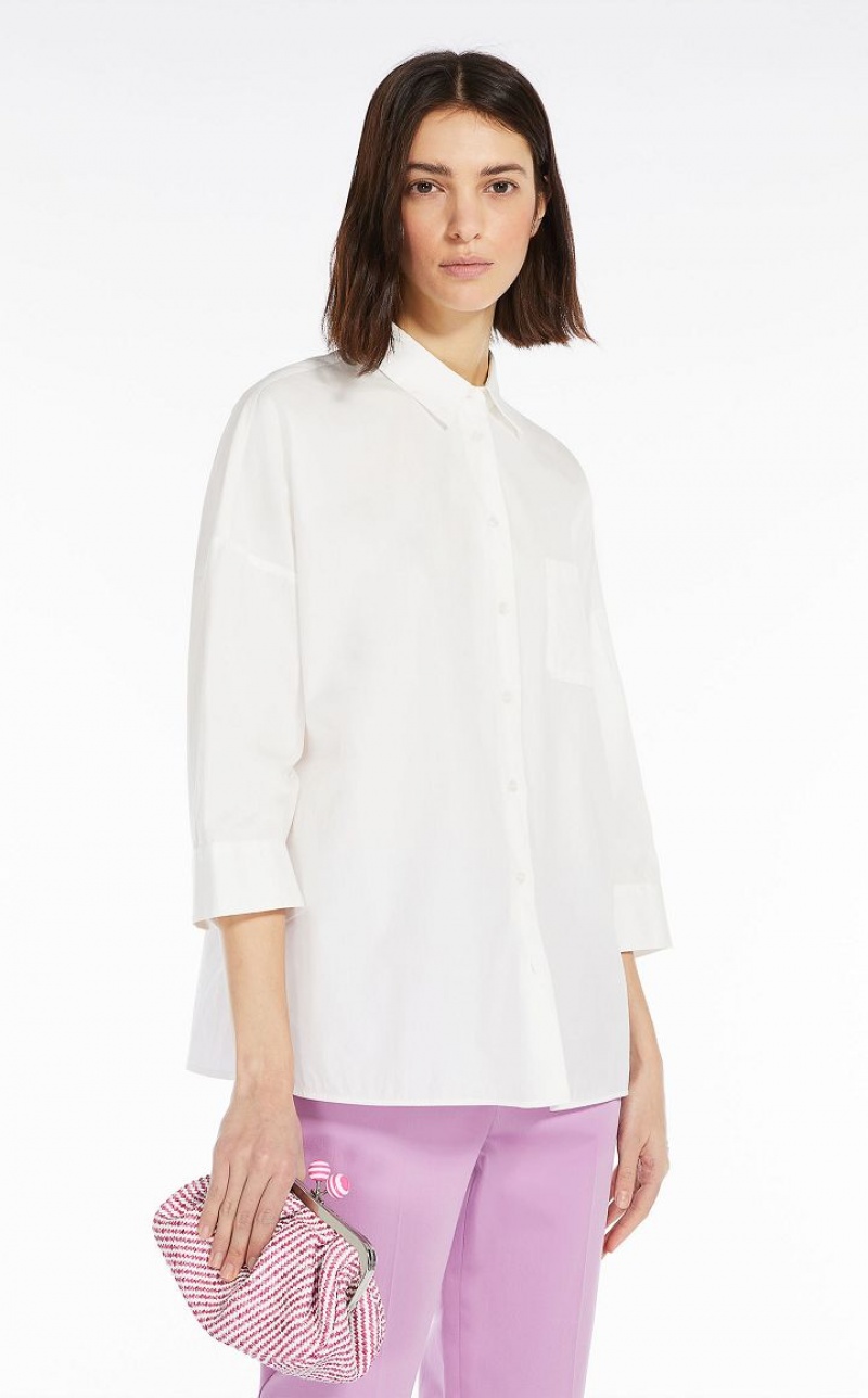 MaxMara Shirt In Organic Cotton Poplin Blouses WHITE | MMR593617