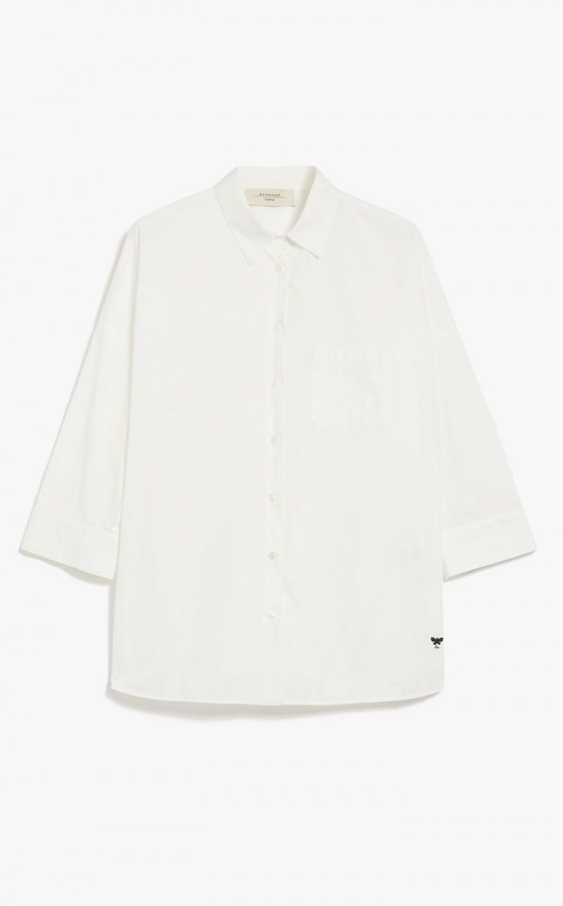 MaxMara Shirt In Organic Cotton Poplin Blouses WHITE | MMR593617