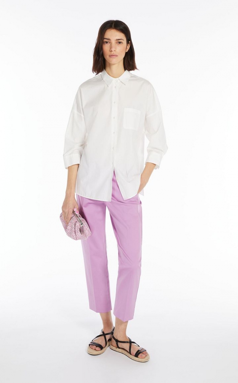 MaxMara Shirt In Organic Cotton Poplin Blouses WHITE | MMR593617