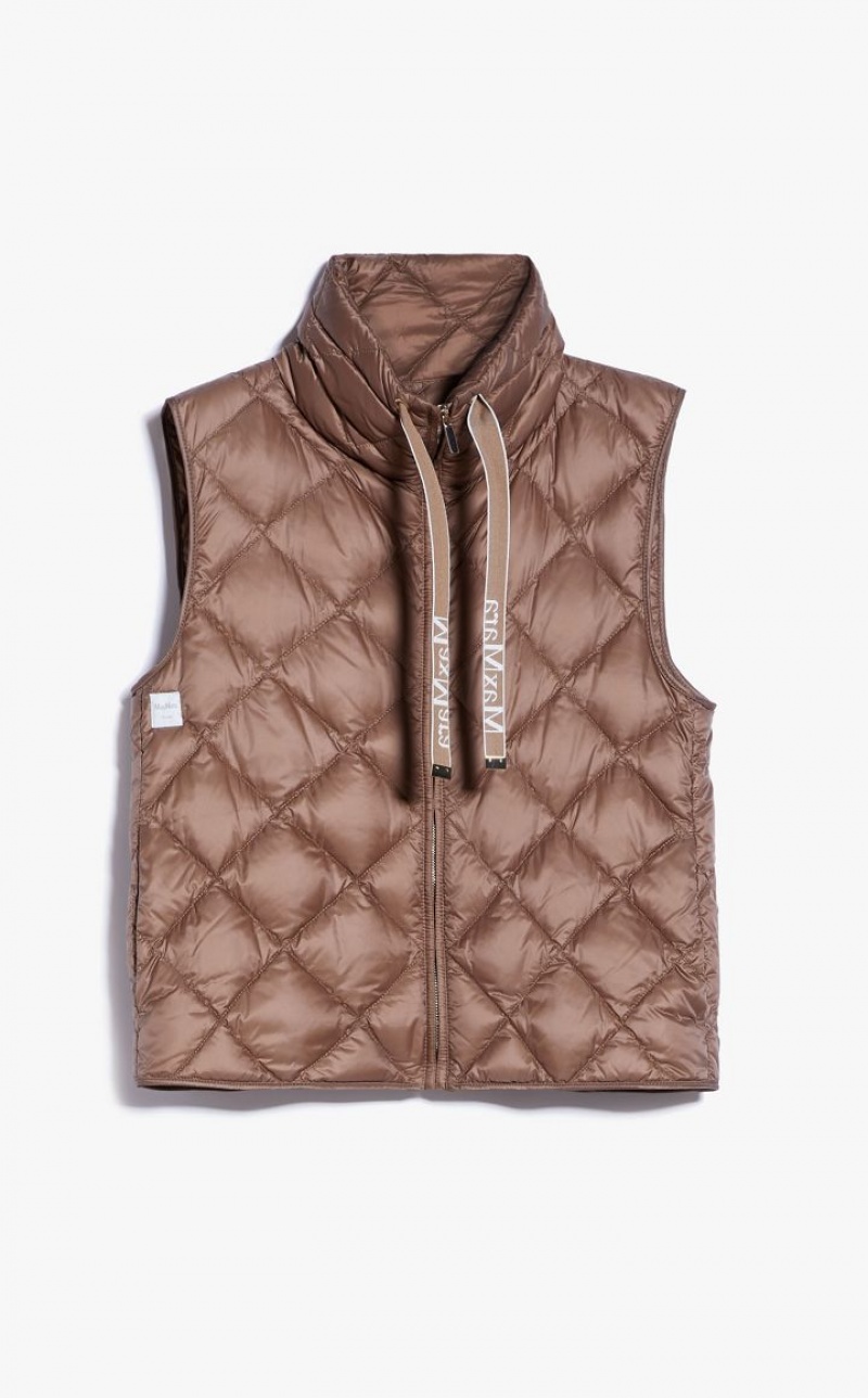 MaxMara Short Gilet In Water-resistant Canvas Padded CAMEL | MMR593969