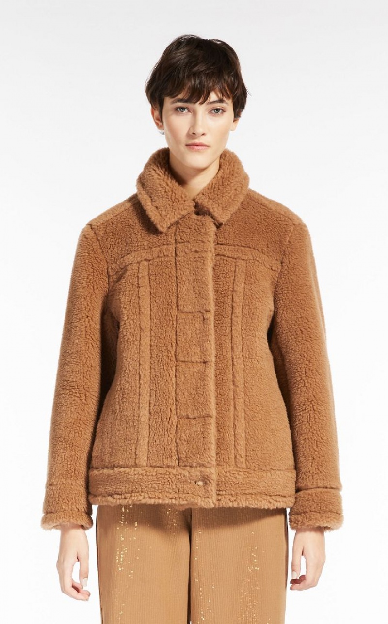 MaxMara Short Jacket In Teddy Fabric Coats CAMEL | MMR593858